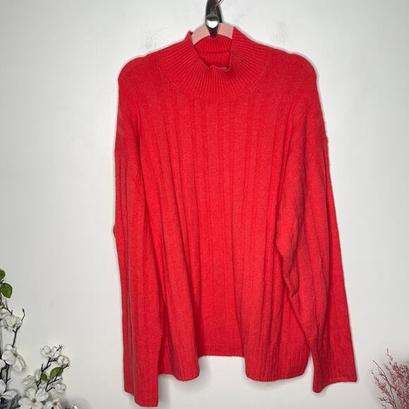 J. CREW Ribbed Mockneck Sweater in Supersoft Yarn Red Poppy {3M17} - Picture 3 of 7
